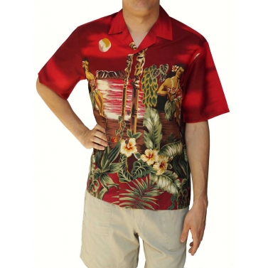 Le Hula sur une authentique chemise hawaienne