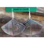 Boucles d'oreilles nacre de Tahiti Eventail N7
