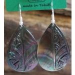 Boucles d'oreilles nacre de Tahiti Maxi Gouttes N3