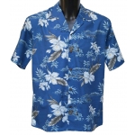 Chemise Hawaienne Orchid bleue