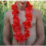 Collier de fleur Hawa rouge