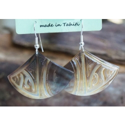 Boucles D'oreilles En Nacre Avec Message D'amour Et Longévité - Bijou Artisanal Fait Main