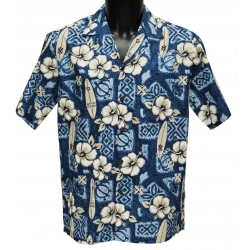 Chemise Hawaïenne Aloha Hibiscus Chaba Loisirs Plage Vacances Bleu L hd265s 
