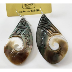 Boucles d'oreilles nacre de Tahiti Coquillage N12