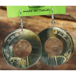 Boucles d'oreilles nacre de Tahiti Disque N5