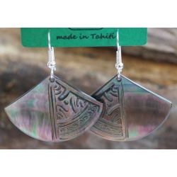 Boucles d'oreilles nacre de Tahiti Eventail N°7