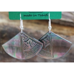 Boucles d'oreilles nacre de Tahiti Eventail N7