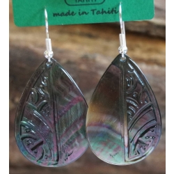 Boucles d'oreilles nacre de Tahiti Maxi Gouttes N3