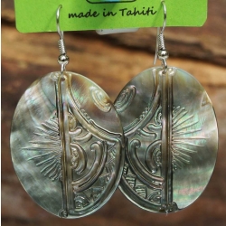 Boucles d'oreilles nacre de Tahiti Ovales N10