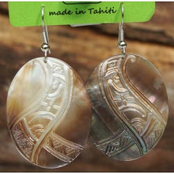 Boucles d'oreilles nacre de Tahiti Ovales N°9