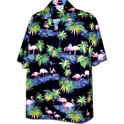 Chemise Hawaienne FLAMINGO IN THE NIGHT