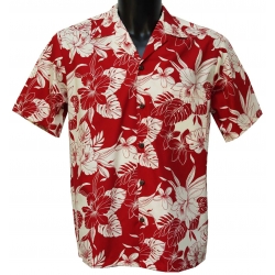 Chemise hawaienne MONSTERA ORCHID RED