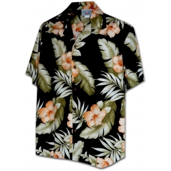 Chemise Hawaienne ORANGE HIBISCUS