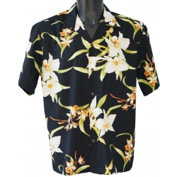 Chemise hawaienne ORCHID BLACK