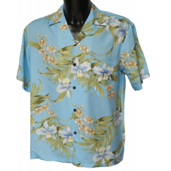 Chemise hawaienne PALI ORCHID CIEL