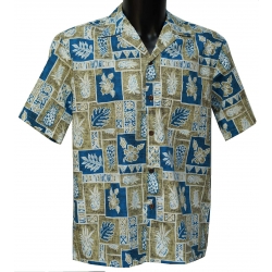 Chemise hawaienne PINEAPPLE BLOCK Kaki