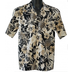 Chemise hawaienne PINEAPPLE GARDEN BLACK