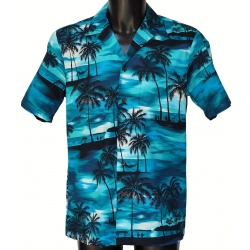 Chemise Hawaienne SOIR D'ETE SUR HAWAI Turq