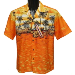 Chemise Hawaienne Sunset cano orange