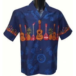 Chemise Hawaienne Ukull bleu