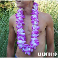 Collier de fleur Hawaï violet par 10