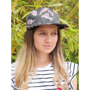 casquette coton motif oiseaux