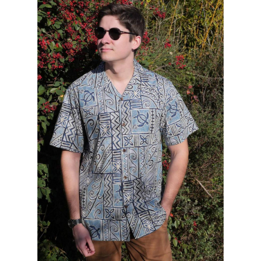 chemise tahitienne motif Iles de Pacifique