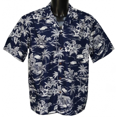 Chemise hawaienne bleu marine