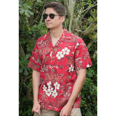 Vritable red Aloha Shirt signe RJC Hawai