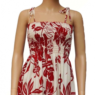 Robe hawaienne rouge et crme