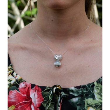 Pendentif argent et verre de Muranoe de mer