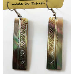 Boucles d'oreilles nacre de Tahiti Baguette N6