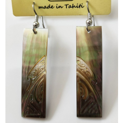 Boucles d'oreilles nacre de Tahiti Baguette N7