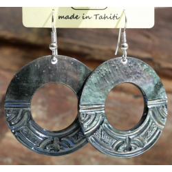 Boucles d'oreilles nacre de Tahiti Disque N7