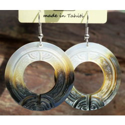 Boucles d'oreilles nacre de Tahiti Disque N8