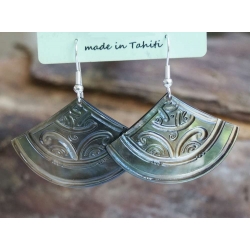 Boucles d'oreilles nacre de Tahiti Eventail N°10
