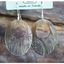 Boucles d'oreilles nacre de Tahiti Ovale perçé N°5