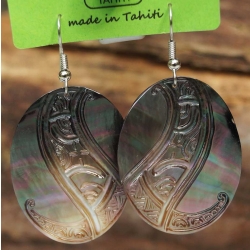 Boucles d'oreilles nacre de Tahiti Ovales N4