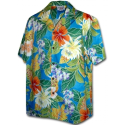 Chemise Hawaenne MAUNA LANI BLUE