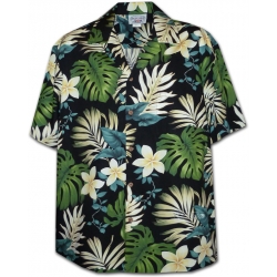 Chemise Hawaenne SUNSHINE FLOWERS (noir)