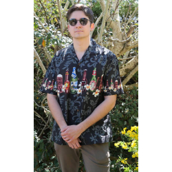 Chemise Hawaienne BEER BOTTLES Noire