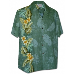 Chemise Hawaienne EXOTIC FLOWERS BAND Verte