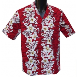 Chemise Hawaienne Floral lines rouge