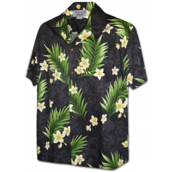 Chemise Hawaienne FRANGIPANIER FROM HAWAII Noire