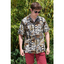 Chemise hawaienne GEOMETRIC Marron
