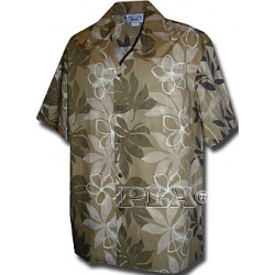 Chemise Hawaienne Kaki FLOWERS