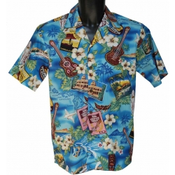 Chemise Hawaienne Kona Music Blue