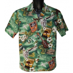 Chemise Hawaienne Kona Music Green