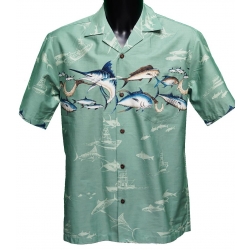 Chemise Hawaienne MARLIN Vert d'eau