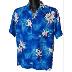 Chemise hawaienne MIDNIGHT ORCHID BLUE